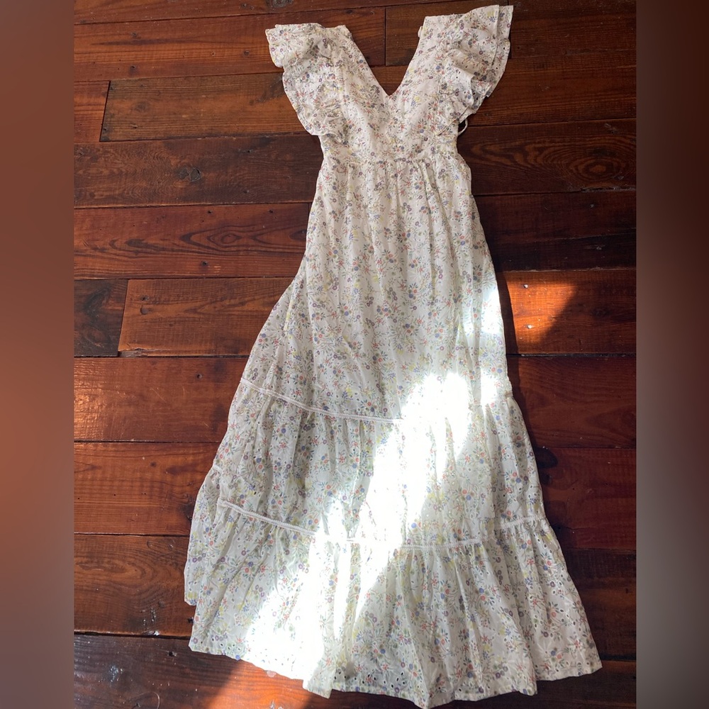Solitaire Cream Ruffled Tiered Maxi Dress